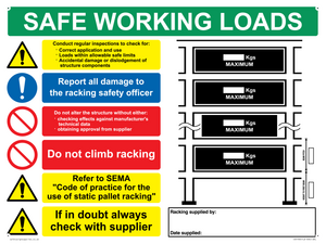 Safe Working Load Racking Sign